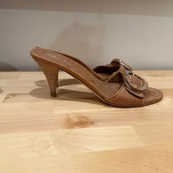 Prada Calzature Donna Wooden Buckle Slide Sandals - Women’s Size 36.5 - Picture 4 of 7